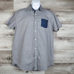 DIKOTOMY* Men's Short Sleeve Button Down‎ Single Chest Pocket Shirt~ Size XL